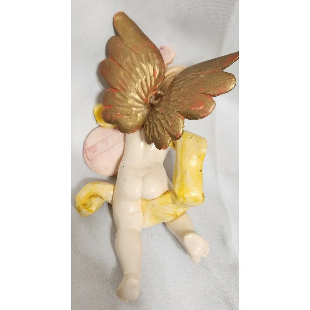 Vintage Simonelli Fontanini Cherub Angels Wall Decor Pair Italy 1984 Musical